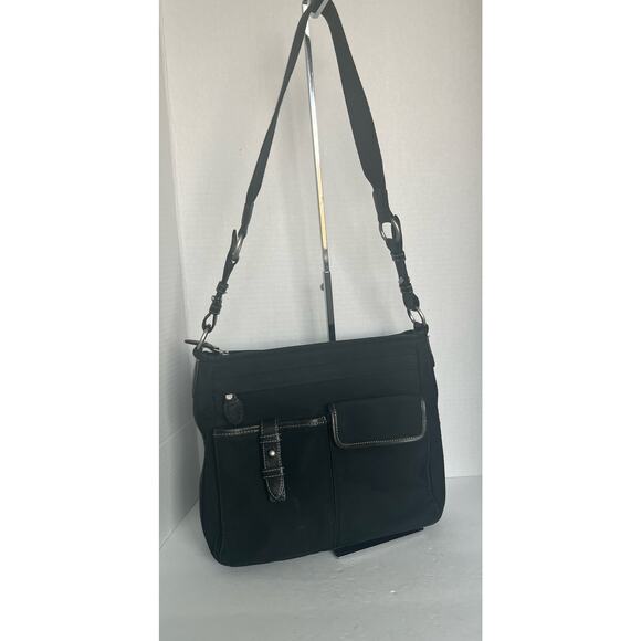 Fossil Women's Canvas and Leather Black Lots of Pockets Shoulder Bag - Picture 1 of 13
